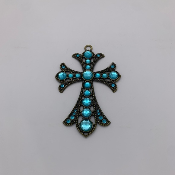 Beautiful Vtg. Medieval Gothic Victorian 7.5” Sun-catcher Ornament Ornate Cross - Picture 2 of 8